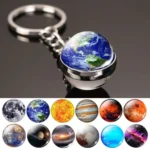 Glow In Dark Solar System Galaxy Keychain Double-sided