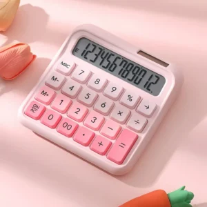 Cute Candy-Color Desktop Calculator – Energy-Efficient Solar & Battery Operated