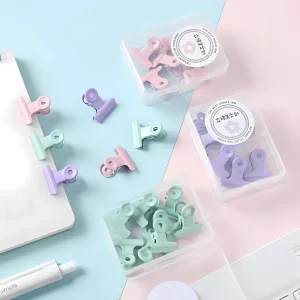 Small Round Head Metal Binding Clips – Macaron Colors Storage Box Included