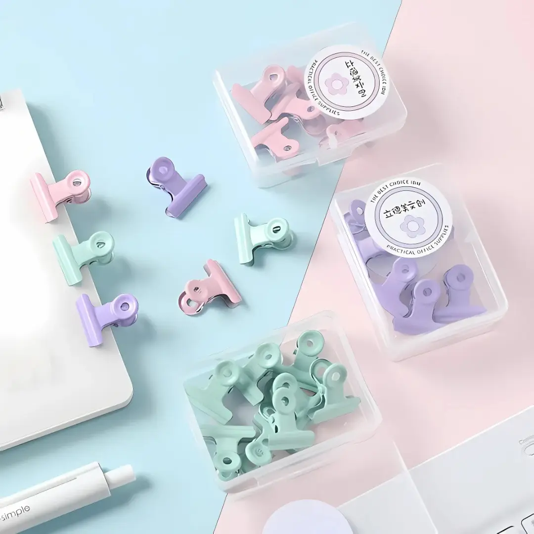 Small Round Head Metal Binding Clips – Macaron Colors Storage Box ...