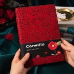 Embossed Florals Faux Leather Cover Journals Notebook A5 High-Value Grid Diary