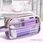 Portable Multi-layer Transparent Large Capacity Multi-functional Pencil Bag
