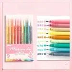 9 Pcs/Set Morandi Coloured Gel Pens Retro Journaling Handbook Graffiti