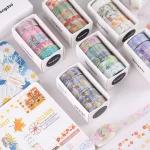 5 Rolls/box Washi Tape Set Transparent Flower Decorative Tape DIY Sketchbook