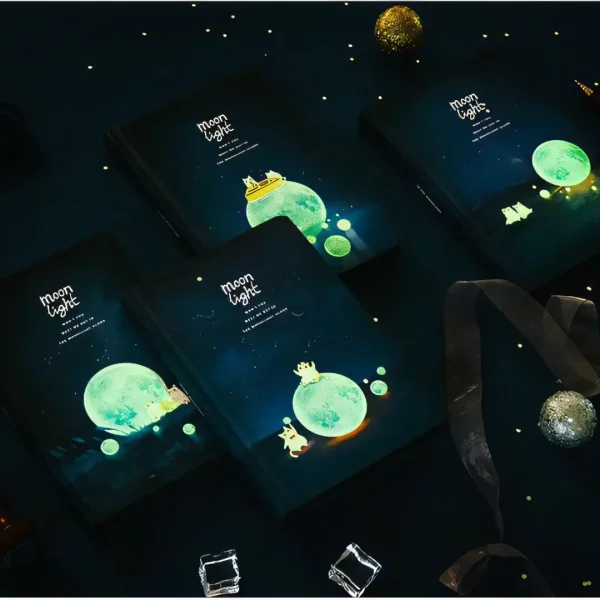 Luminous A5 Diary with Black Pages - Glows in the Dark, Free White Pen Included