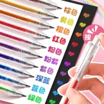 12 Colours Retractable and Uncap Type Glitter Gel Pens For Writing Art Marker Colouring Drawing