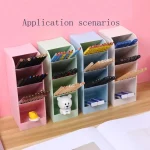 1 Pic Creative Multifunctional 4 Grid Desktop Organizer Pen Holder Makeup Storage Box