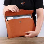 A4 PU Leather Large Capacity File Folders for Document Paper Storage With Magnetic Buckle