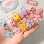 Creative Lovely Small Transparent Flower Keychain Pendant Cute Fashion Backpack Hanging Ornaments