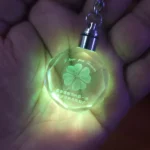 Artificial Crystal Rose Flower Keychain RGB LED Lights Keyring With Box