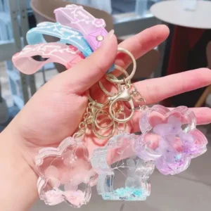 Luminous-Flower-keychain-Oil-in-Quicksand-Glow-In-Dark-Car-Bag-Tassel-Pendent
