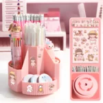 360° Rotating Pen Holder-5-Compartment Large Capacity Desk Organizer