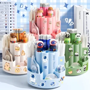 10 Grid Spinning Pen Holder- Maximum Capacity Organizer for Art & Office Supplies