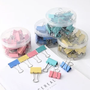Vibrant Metal Binder Clips - Paper Clip Office Stationery Binding Supplies