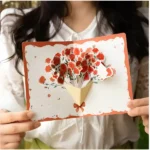 Creative 3D Pop-up Style Creative Minimalist Greeting Card Flower Blessing Gift Card