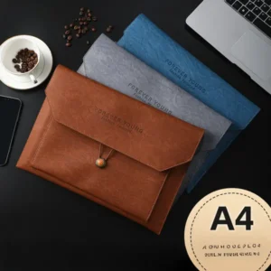 14-Inch Laptop & A4 Document Holder - Vintage PU Leather File Organizer
