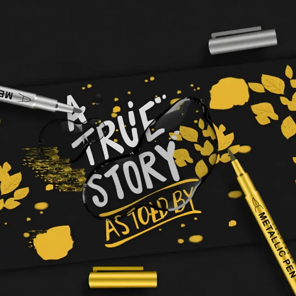 Permanent Metallic Markers (Gold/Silver) - For Black Paper, Glass & Crafts