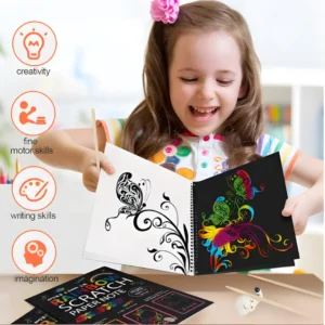 8 Sheets Rainbow Scratch Notebook – Montessori Sensory Art for Kids
