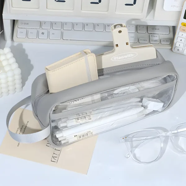 Large Capacity Transparent Pencil Case - See Everything Inside!