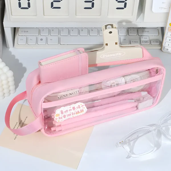 Large Capacity Transparent Pencil Case - See Everything Inside!