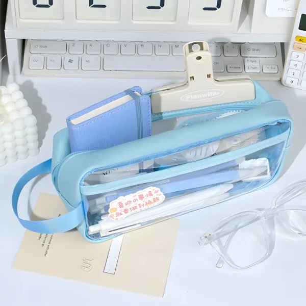 Large Capacity Transparent Pencil Case - See Everything Inside!