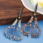 Vintage Black Blade Scissors - Lily of the Valley Design for Art & Craft