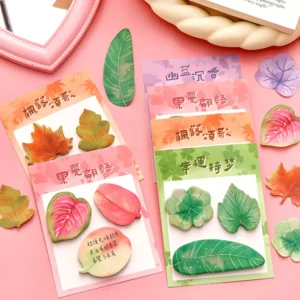 Cute Small Fresh Leaf Memo Pad Realistic Decorative Sticky Notes for Journaling