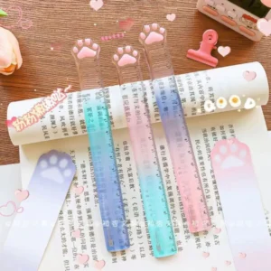 Cute Cat Paw Plastic Straight Ruler Kawaii School And Office Stationery