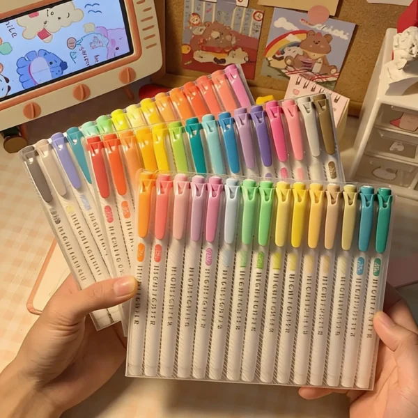 Premium 15 Pack Aesthetic Dual Ended Highlighters Perfect for DIY Journaling & Notes