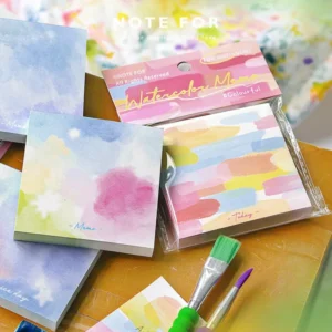 Colourful Memo Pad- 100 Sheets Watercolour Design for Journaling and Creative Notes