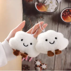 Smiling Cloud Bag Charm–Adorable Plush Pendant for School Bags