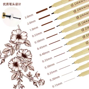 Leto Brown Fineliner Pen- for Comics, Art Design, and Anime Drawing, Waterproof Sketch Pen