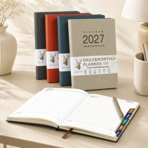 2027 English Edition Note Book For Daily Time Management Planner and Office Calendar