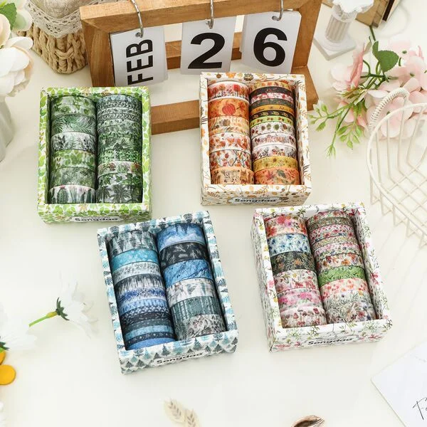 Four Seasons Botanical Washi Tape Set for Journaling and Crafting