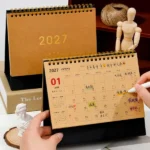 Vintage Kraft Paper Monthly Standing Desk Calendar for 2027