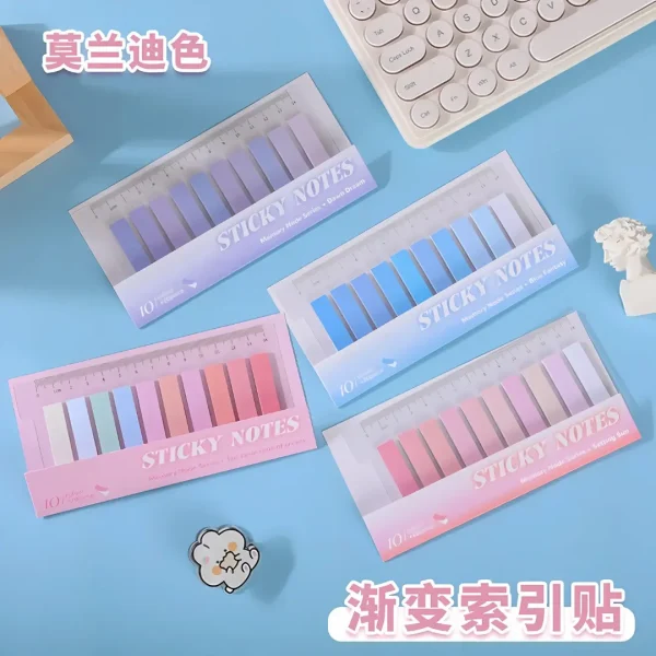 200 Sheets Fluorescent Index Sticky Notes – Morandi Gradient Page Tabs BD