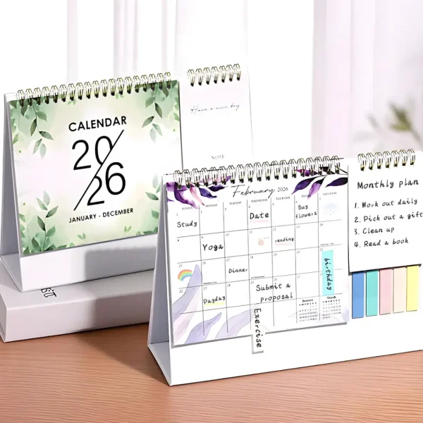 2026 Creative Desk Calendar - Monthly Memo & Self-Discipline Tracker for Productivity