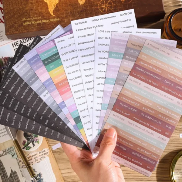 3 Sheets English Journal Letter Stickers High-looking Personalized Stickers Retro Text