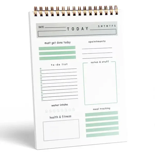 A5 Daily Planner Notebook Simple Style Spiral Bound TODAY Schedule Time Management Memo Book