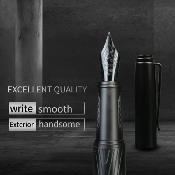 Black Samurai Fountain Pen - Fine Titanium Nib for Superior Writing