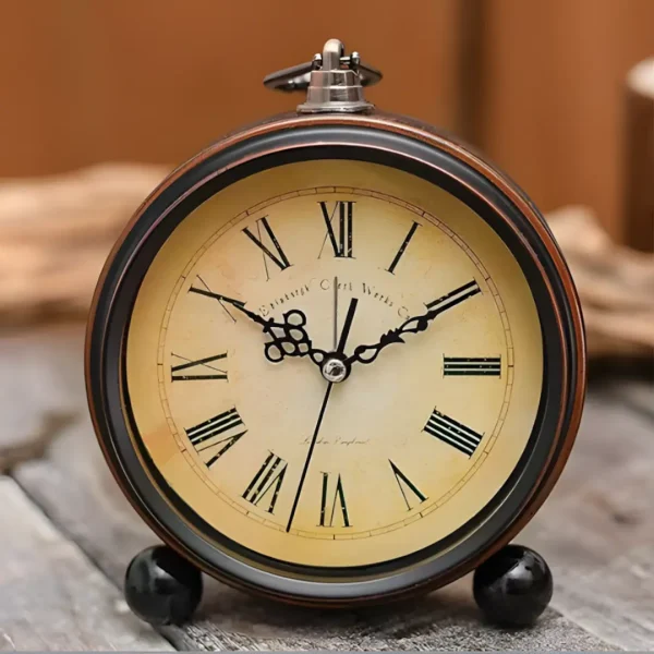 Premium Vintage Analog Clock – Loud Alarm & Silent Sweep Movement
