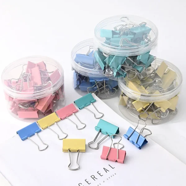 Vibrant Metal Binder Clips - Paper Clip Office Stationery Binding Supplies