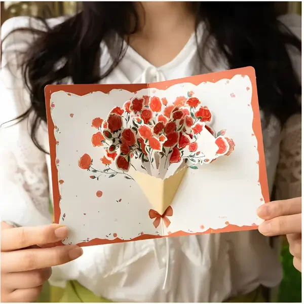 Creative 3D Pop-up Style Creative Minimalist Greeting Card Flower Blessing Gift Card