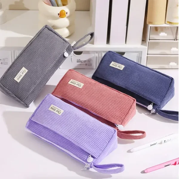 Morandi-Color-Corduroy-Pen-Storage-Bag-Pencil-Case-2-Layer-Pencil-Pouch