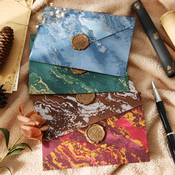 Gilded Envelope with Embossed Texture - Single Retro Envelope for Invitations